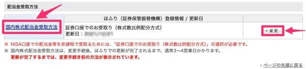 楽天証券「配当金受取方法」を確認する