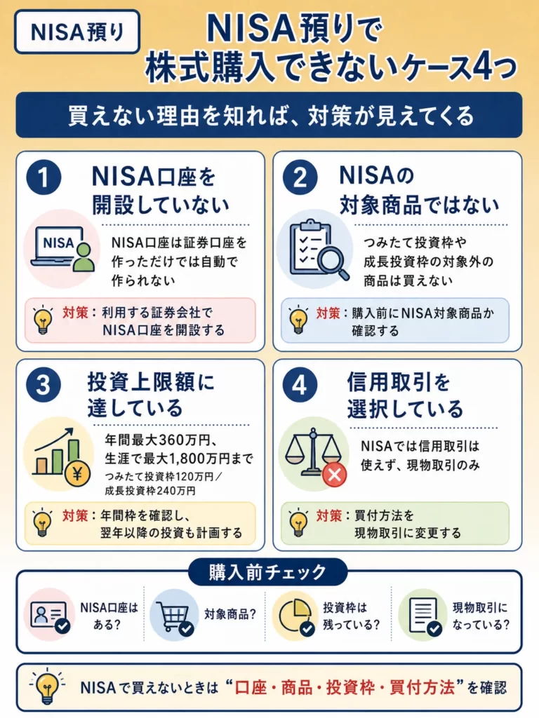 NISA預かりできない4つのんおケースの例