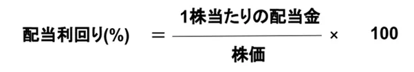 ●	配当利回り（%）＝1株あたりの年間配当金額 ÷ 株価（1株の購入金額） × 100の画像