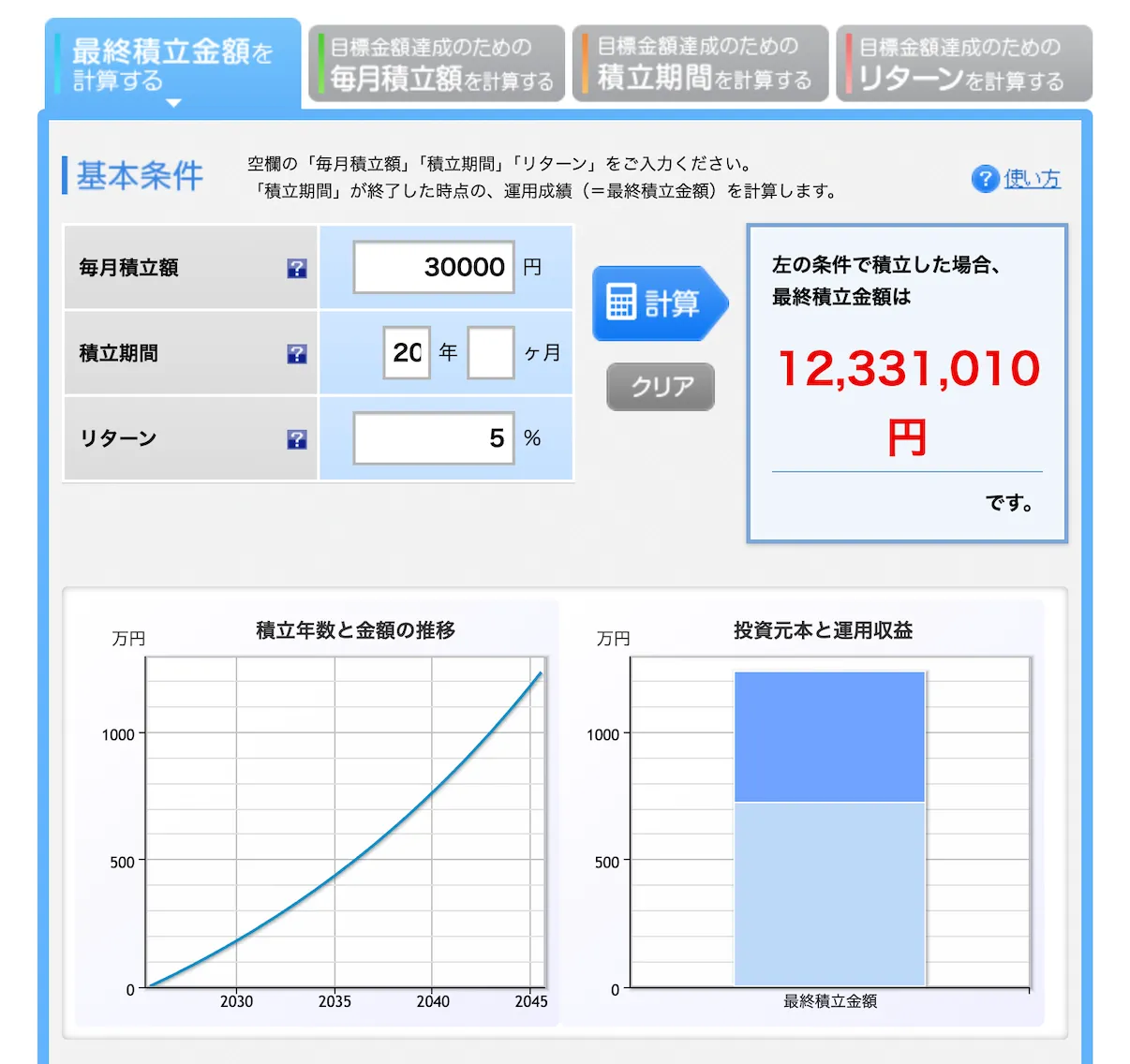 積立かんたんシュミレーション｜楽天証券