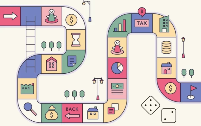 ゲームで資産運用を勉強するイメージ